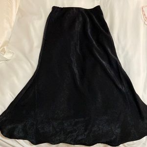 Long Black Satin Skirt